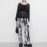 Nuan Color Matching Pattern Pants