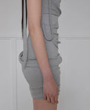 Asymmetrical Draped Strap Roll-Up Dress