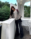 Mishu Color Matching Layered Loose Fit Long Sleeve Knit