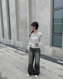 Vida button open neck ribbed knit