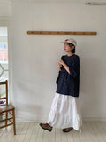 Hondas Nylon Ribbon Tiered Long Skirt