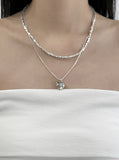 Shilling layered heart necklace