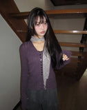 BL Button Point Ribbed Slim Cardigan