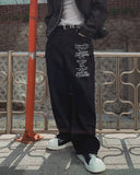 Aubert Lettering Wide Denim Pants