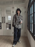 Comp raw pin tuck wide denim pants