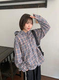 [unisex] Tokune Cap Hood Check Over Shirt