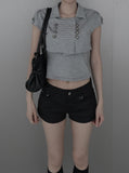 Reco coated leather shorts