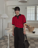 Iru Boucle Stripe Collar Knit