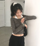 Brick Leopard Hopi Shirring Button T-Shirt