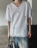 Atelie damage V-neck short sleeves knitwear