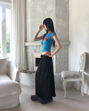 [Adjustable Strap] Genshi Frill Span Strap Long Skirt