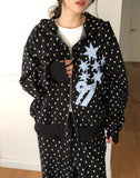 Kitsch Star Check Patch Two-Way Hood Zip-Up