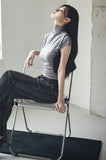 Side Shirring High Neck Tee