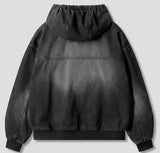 Cropped Denim Hooded Jacket