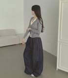4-season Non-fade Raw Balloon Wide Jogger Banding Pants