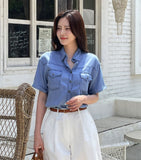 Mirnin Crop Denim Shirt