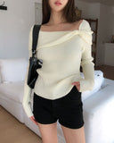Chiro Ribbon Off-Shoulder Knit