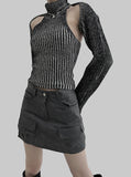 Ronco Crack Leather Miniskirt