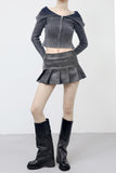 Beckyan Off-Shoulder Two-Way Knit Zip-up