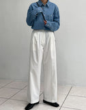 Bow Cotton High Waist Wide Pants
