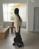 Popat Suede Leather Combi Shoulder Bag