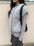 Mebas Double Button Short Sleeve Knit Vest