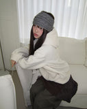 Inu fleece high-neck two-way hooded zip-up
