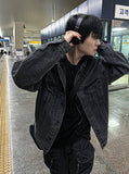 Drape hood denim jacket