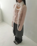 Dew Lace Loose Fit Button Shirring Long Sleeve T-Shirt