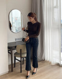 Lennon bootcut raw denim banding pants