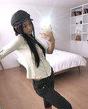 Tshi stripe pattern beret hat