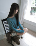 Rubbers One-Shoulder Long-Sleeve Knit