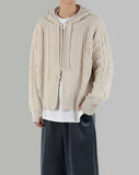 Rope hooded zip up knit