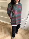 [UNISEX Wool 20] Tums Gradation Stripe Mohair Knit