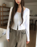 Minute Dot U-Neck Long Sleeve Cardigan