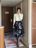 Blin Neoprene Flower Jacquard Flare Skirt