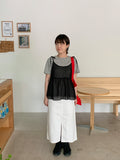 Kyutani banding slit cotton long skirt