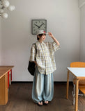 Huchi Summer Washing Denim Balloon Wide Pants