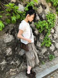 Popori Round Collar Short Sleeve Blouse