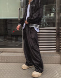 Melts velvet pintuck wide banding pants
