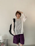 Pings summer see-through hooded long-sleeved tee