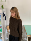 Puden Hairy Wool Cable Crop Knit