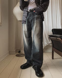 Rough Cat Brush Wide Denim Pants
