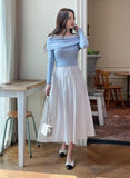 Bella Shirt Color Matching Layered Off-Shoulder T-shirt