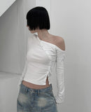 Curved Snap One-Shoulder Tee