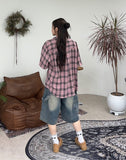 Labia pocket check shirt