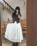 Use Stripe Puff Collar Short Sleeve Blouse