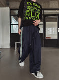 Route Track Color Matching Wide Pants