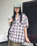 Corring Vintage Check Oversized Fit Check Short-Sleeved Shirt