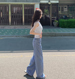 Cooling Tencel Cut Summer Banding Thin Wide Denim Pants